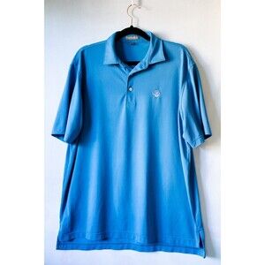 Peter Millar Summer Comfort L mens blue short sleeve polo golf shirt Shell logo